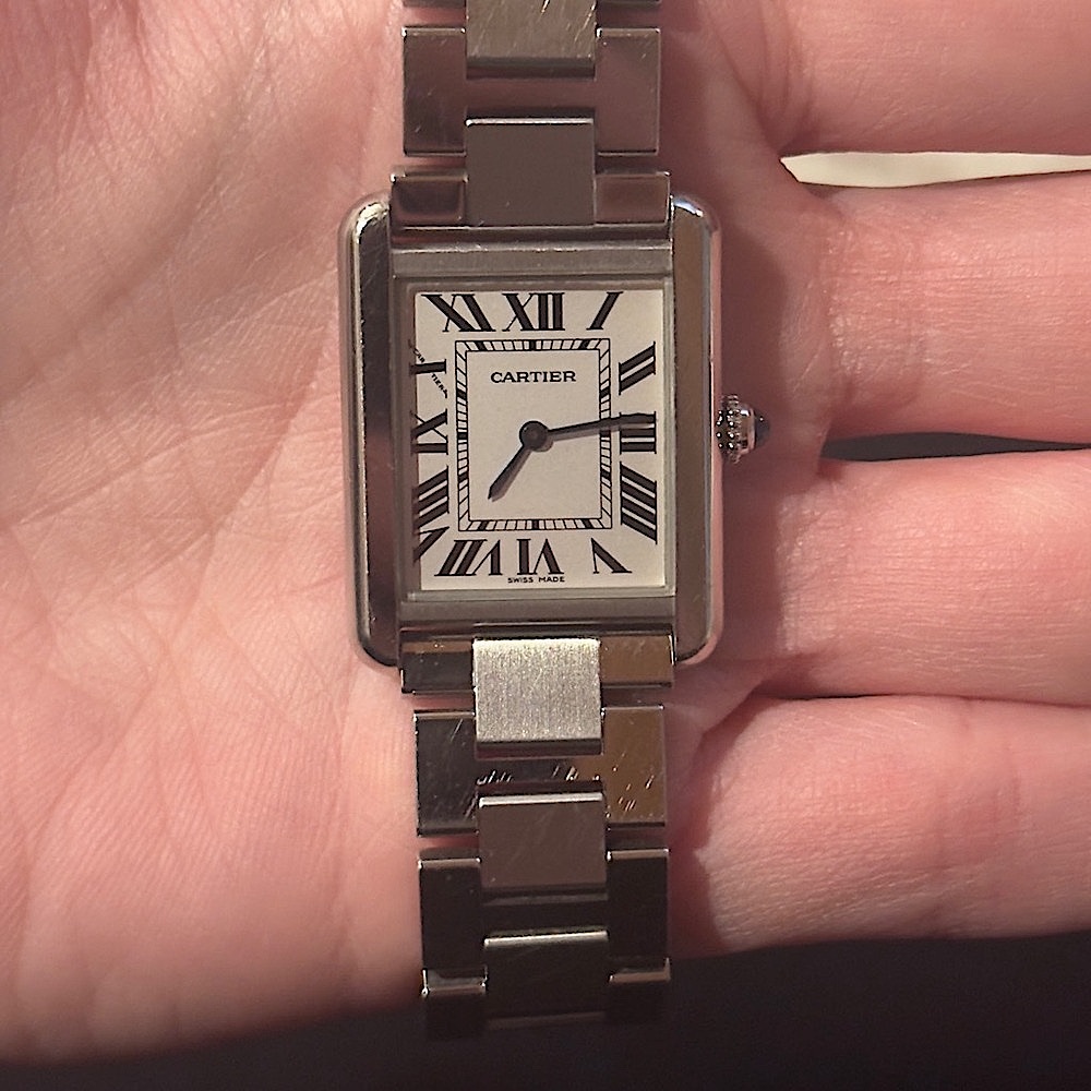 Cartier Tank Silver Watch with Sapphire